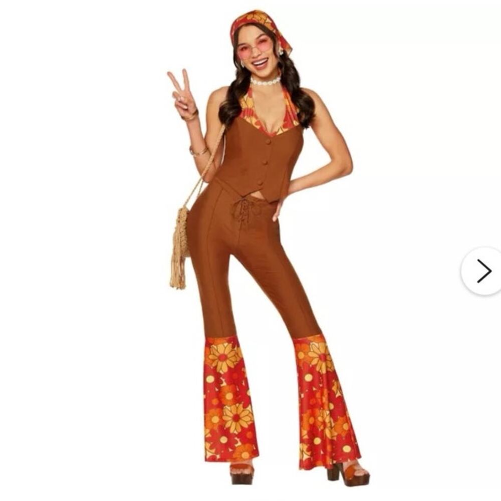Adult Flower Power 60s Costume Spirit Halloween Size Medium‎ No Bandana